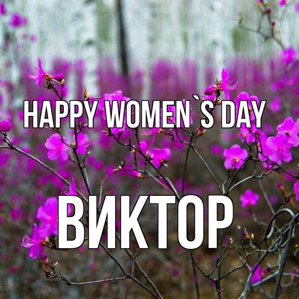Greetings card с именем, Виктор happy women`s day дикие цветы Greetings with text for free download 